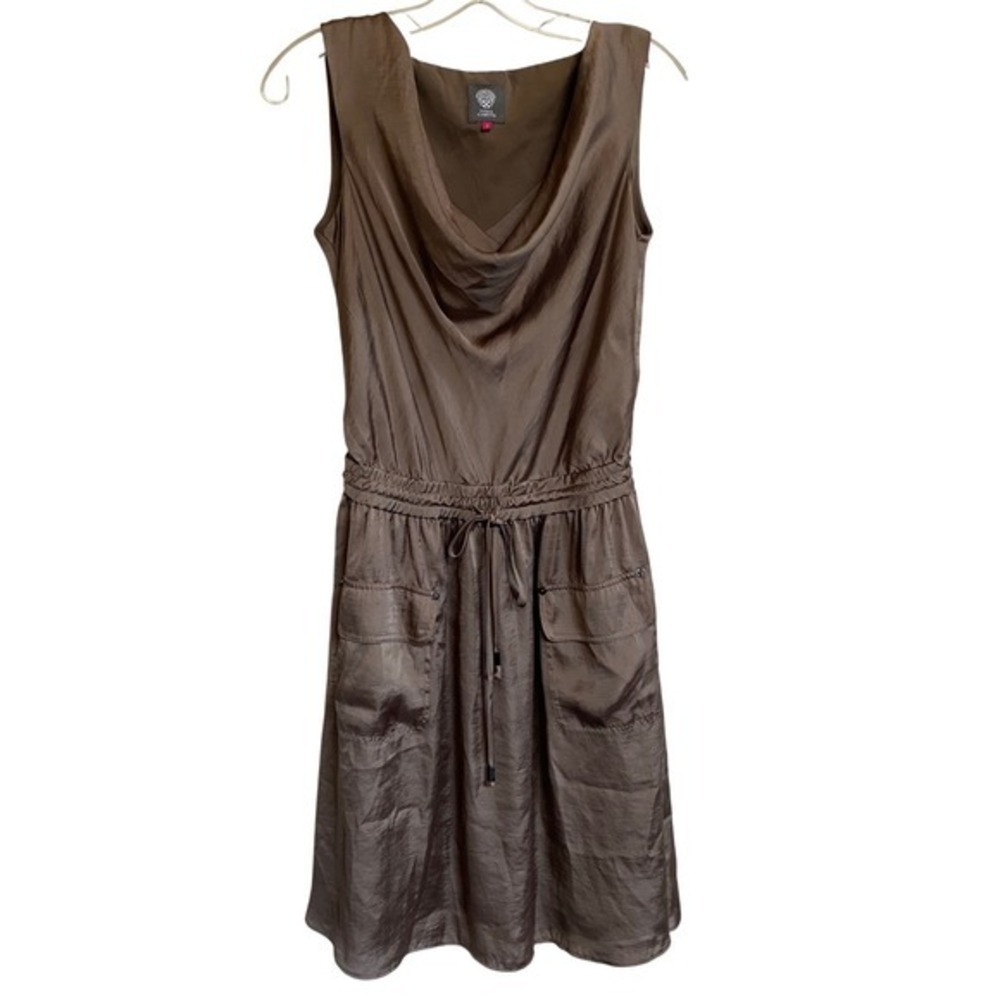 Vince Camuto Womens Taupe Brown Cowl Neck Sleeveless Dress‎ Size 2 VC2L70